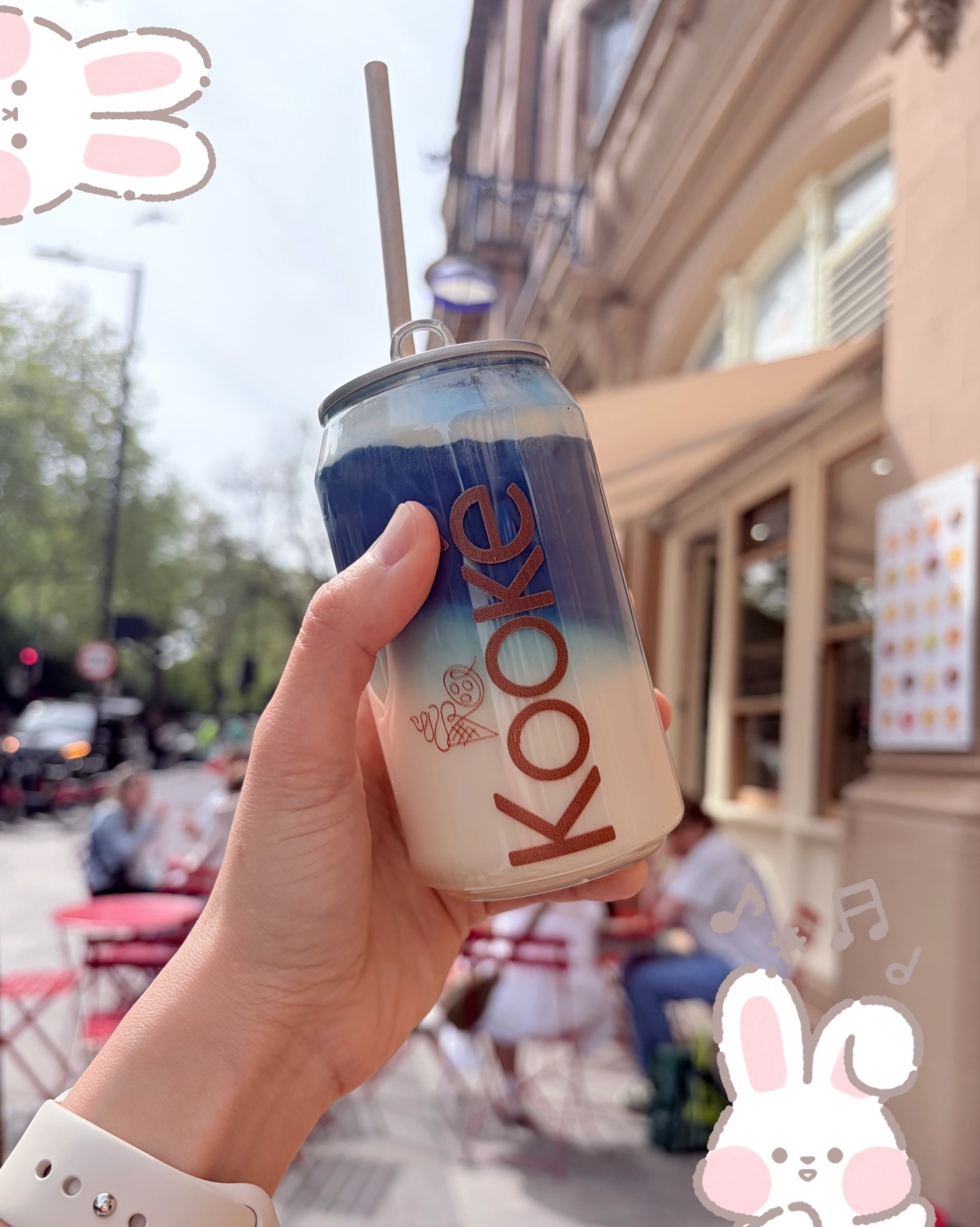 Enjoying a Kooké drink outside our Queensway café